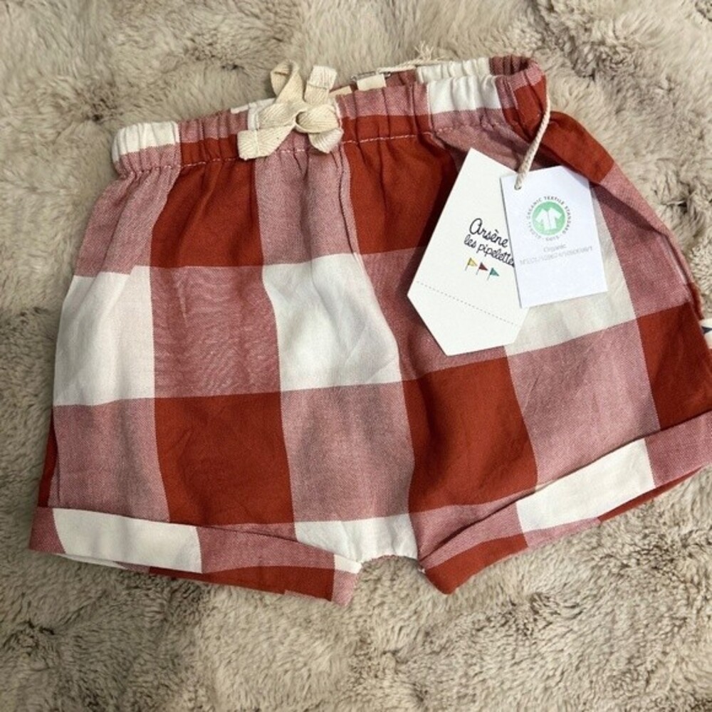 Arsene Et Les Pipelettes Terracotta Checked Shorts